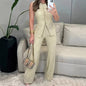 Fashionable Party Womens Sleeveless Tank Top And Pants Suit