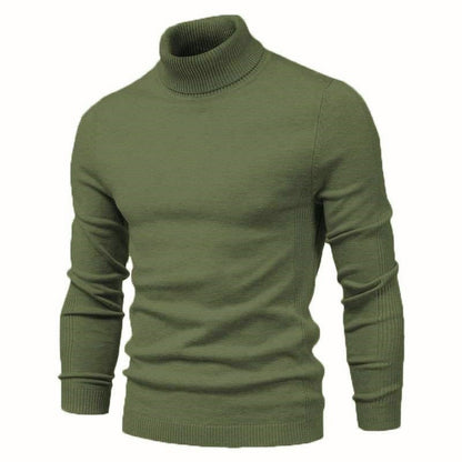 Winter Turtleneck Sweater Fashion Slim Fit Solid Color Pullover Knitted Top Men's Clothing