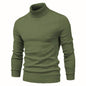 Winter Turtleneck Sweater Fashion Slim Fit Solid Color Pullover Knitted Top Men's Clothing