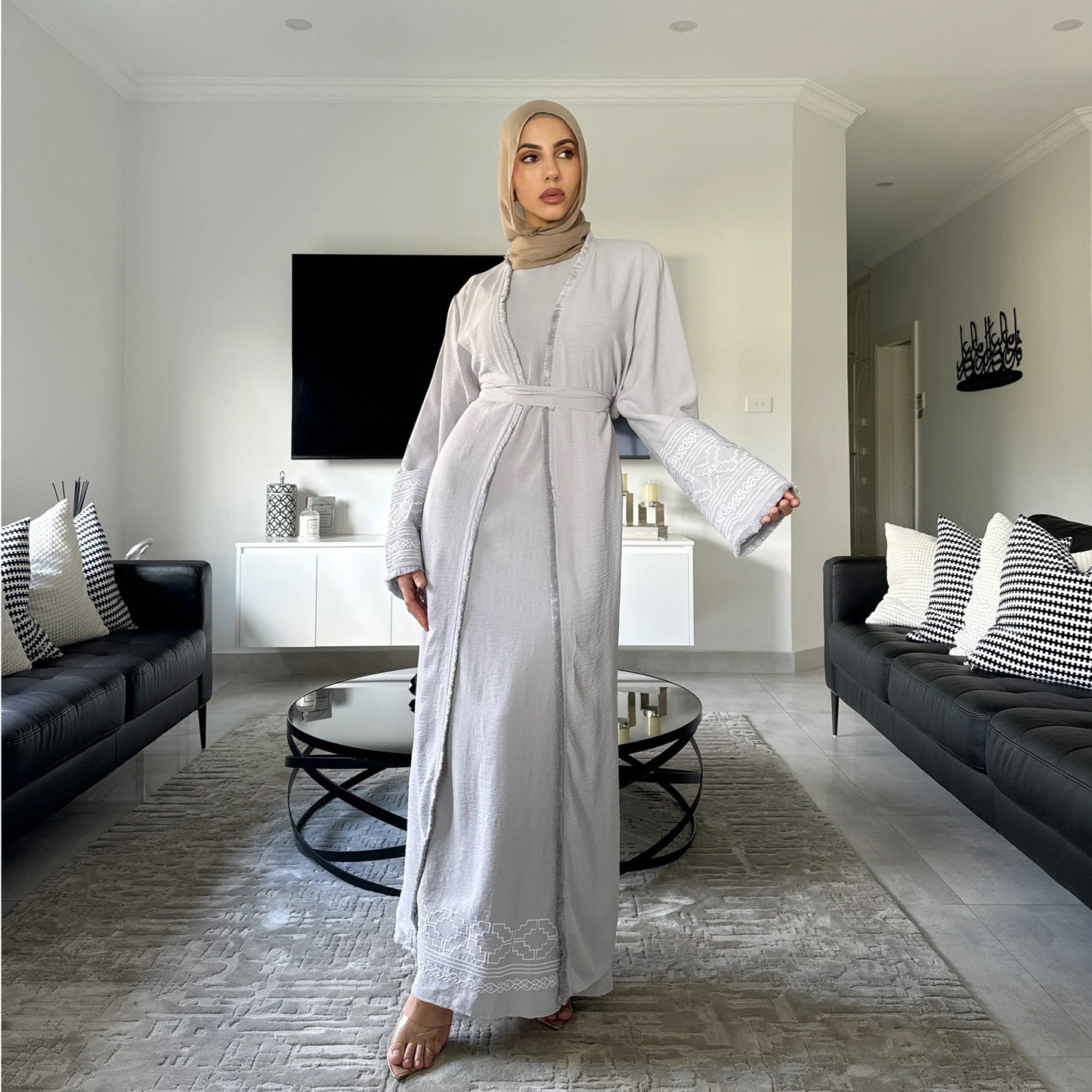 Fringe Cardigan Robe Muslim Dress