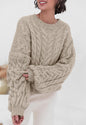 Thick Needle Hemp Flower Loose Pullover Round Neck Long Sleeve Sweater