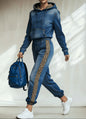 Leopard Print Patchwork Hooded Sweatshirt Set