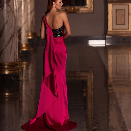 Women's Dress Low-cut Split Mop Slimming Sequins