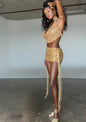 Sexy Cutout Sequin Set For Curvy Women