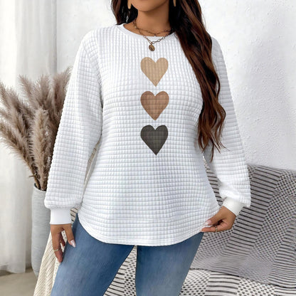 Long Sleeve Casual Love Sweater Plus Size Women's Clothing