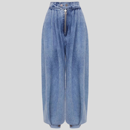 High Waist Zipper Denim Loose Harem Pants