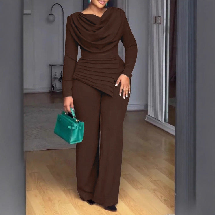 Cropped Top Flared Pants Fashion Casual Set