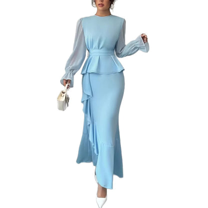 Fashionable Irregular Ruffle Hem Slip Dress