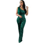 Women's Solid Color Sleeveless One-shoulder Sequined Trousers Jumpsuit