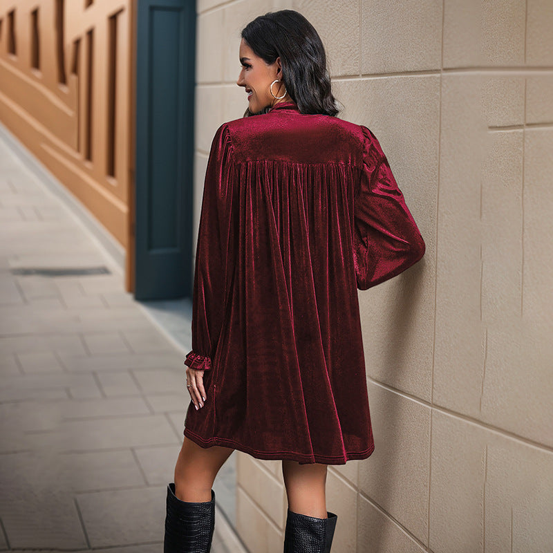 Valentine's Day Slimming Velvet Women's Dress
