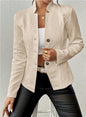 Women's Blazer Jacket Suit Coat Single-breasted Stand Collar Tops Slim Outerwear Temperament Office Jacket