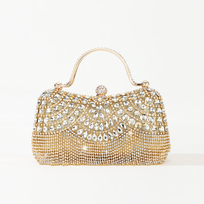 Rhinestone Tassel Portable Chain Box Dinner Bag Women