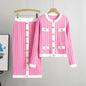 Skirt Knitted Cardigan Two-piece Set Dress For Women Autumn And Winter