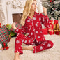 Holiday Pajamas Women's Lapel Cardigan Long Sleeve Pants Suit Women's