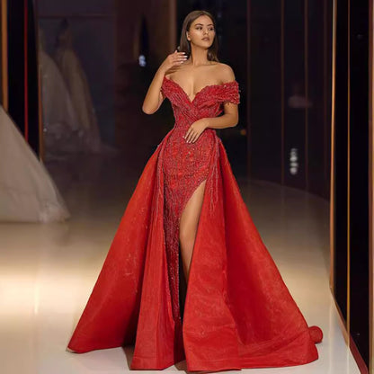 Women's Gilding Large Swing Sexy Dress Trailing Banquet Slim Fit