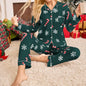 Holiday Pajamas Women's Lapel Cardigan Long Sleeve Pants Suit Women's