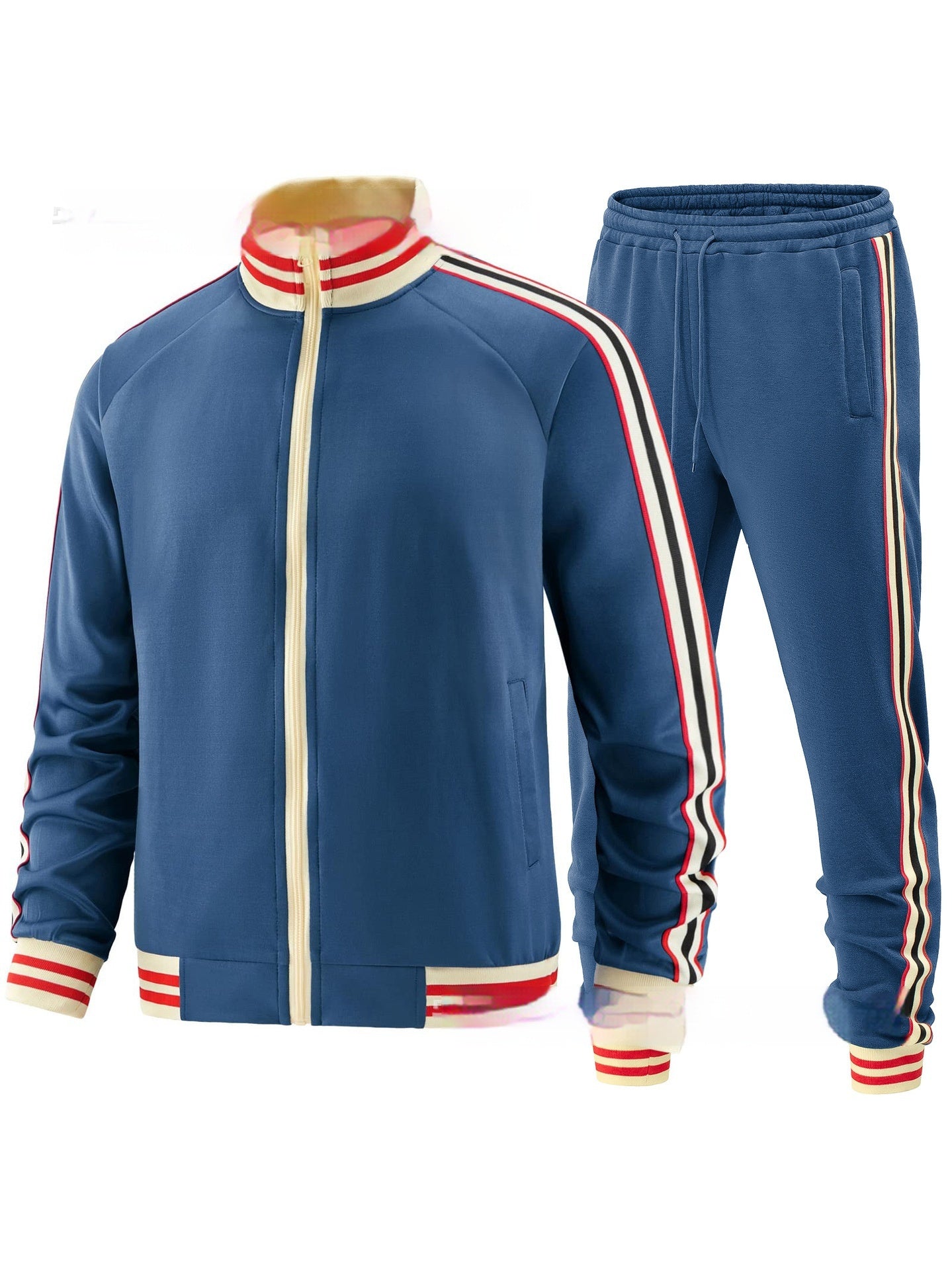 Men's Casual Sports Suit Color Matching Two-piece Set