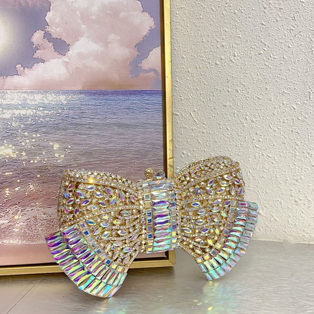 Fashion Metal Bow Clutch Crossbody Bag