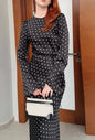 Polka-dot Round-neck Long-sleeve Flared-sleeve Dress