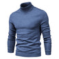 Winter Turtleneck Sweater Fashion Slim Fit Solid Color Pullover Knitted Top Men's Clothing