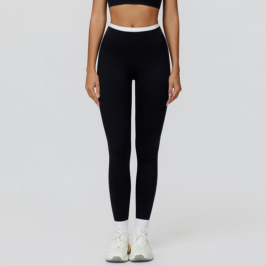 High Waist Contrast Color Tight Trousers Running Fitness Clothes