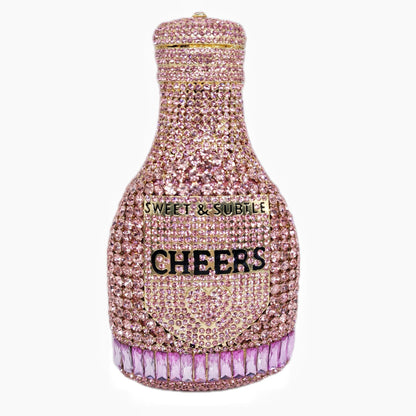 Champagne Bottle Rhinestone Evening Clutch Women's Bag