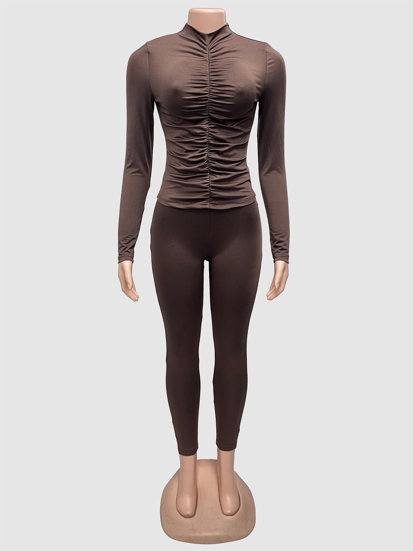 Turtleneck Long-sleeved Top Two-piece Set