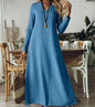 Loose Slim-fit Solid Color Long Sleeve Maxi Dress