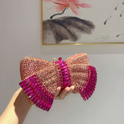 Fashion Metal Bow Clutch Crossbody Bag