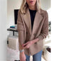 Double Breasted Lapel Jacket Fashion Knitted Sleeves Splicing Design Coat Outerwear Women's Clothing