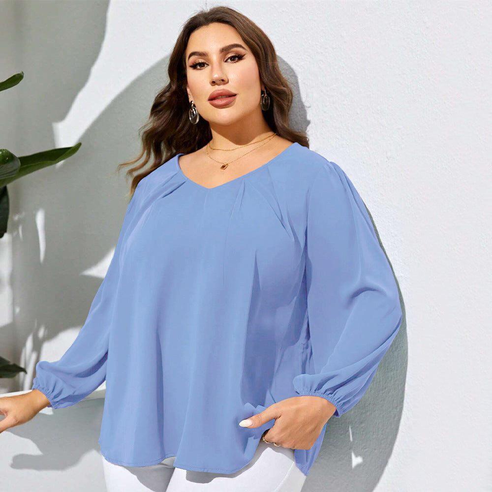 European And American Women's Loose Casual Shirt Sleeve Elegant Shirt Top
