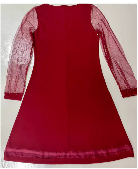 Side Sleeve V-neck Pullover Dress