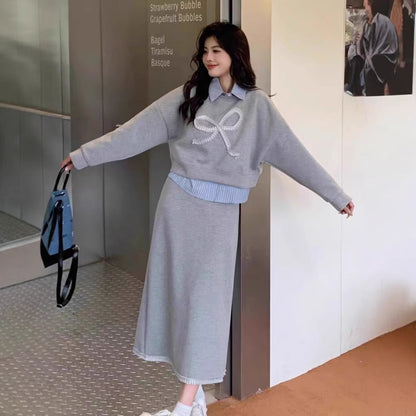 Sweater High Waist Package Hip Skirt Two-piece Set