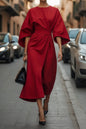 Loose Batwing Sleeve Dress Fashion Waist-tighted Solid Color Elegant Dresses For Women Clothing