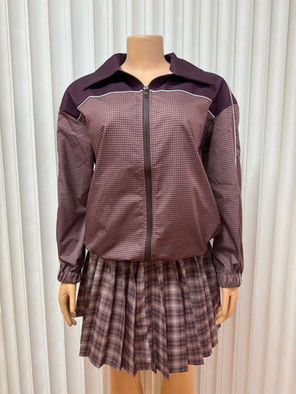 Lapel Zipper Cardigan Long-sleeved Top Sexy Skirt Two-piece Set