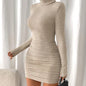 Euro-American Style High-neck Dress
