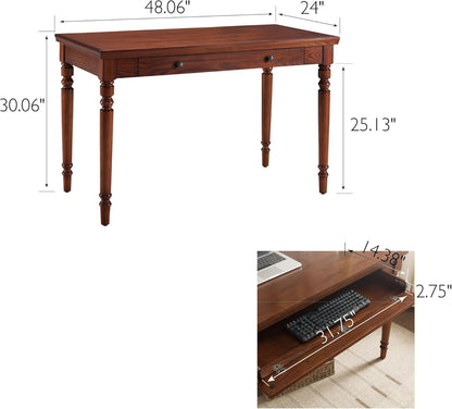 Mission Oak Finish Desk 48Inch Solid Wood Keyboard Drawer