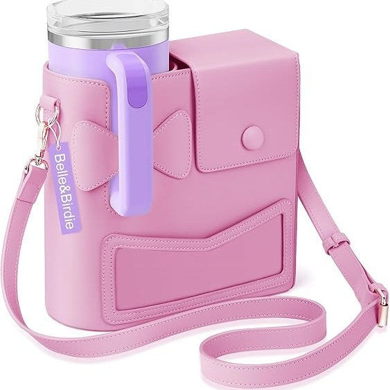 Outdoor Portable Bowknot Shoulder Crossbody Cup Strap Storage Bag