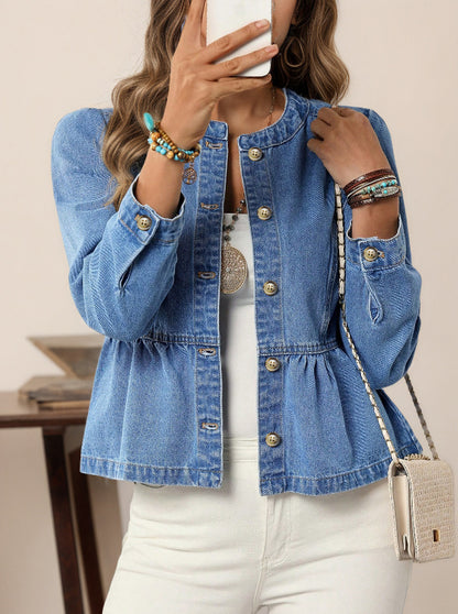 European And American Leisure All-matching Pullover Round Neck Puff Sleeve Top