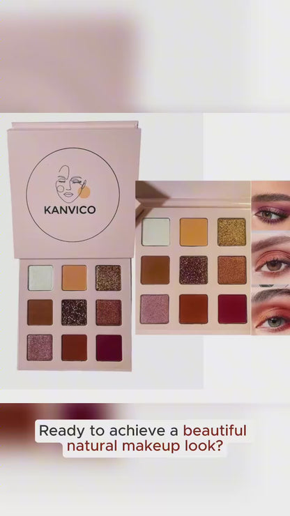KANVIco Valentine's Day Style 9-color Nude Eyeshadow Palette, Shimmer & Shine Eyeshadow Palette, Matte Glitter Eyeshadow Palette, Ideal Gift for Women & Girls, ValentinEye Shadow Pan Pigmented Vegan Eyeshadow Pallet Classy Makeup Cosmetic Smooth Daily